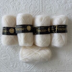 Brunswick Finesse Luxury Mohair Yarn 5 Skeins Shade 7400 White Made in Scotland